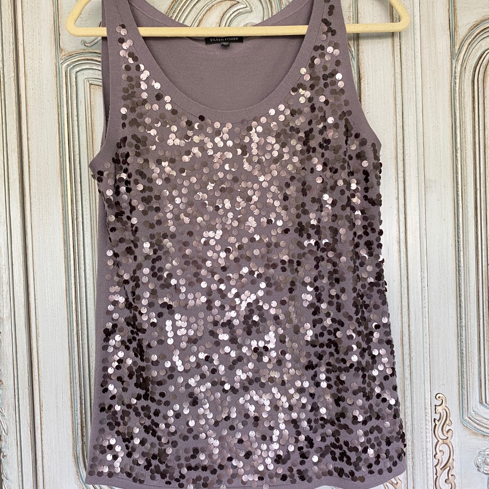 Eileen Fisher SZ M Purple Wool with Sequins
